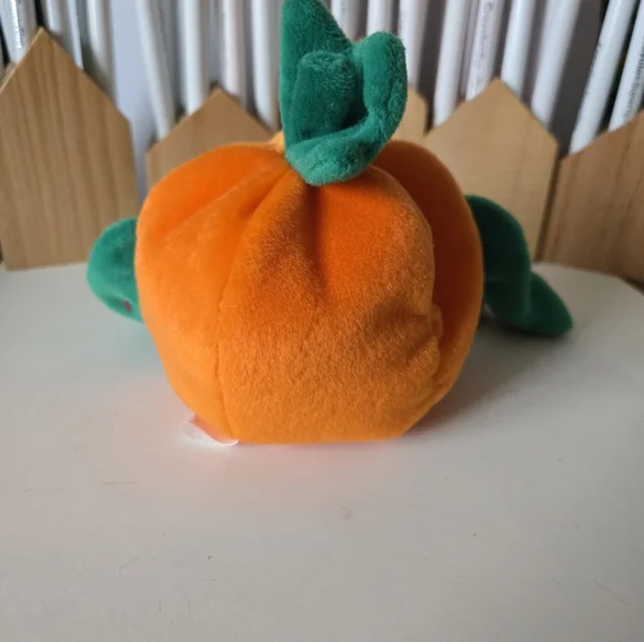 Ty 1998 pumpk'n the pumpkin beanie baby jack-o-lantern tag with cover orange 90s - Picture 11 of 16